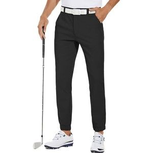 Men's Black Stretch Golf Joggers Pants Waterproof Hiking 5 Pockets Size 36 x 30